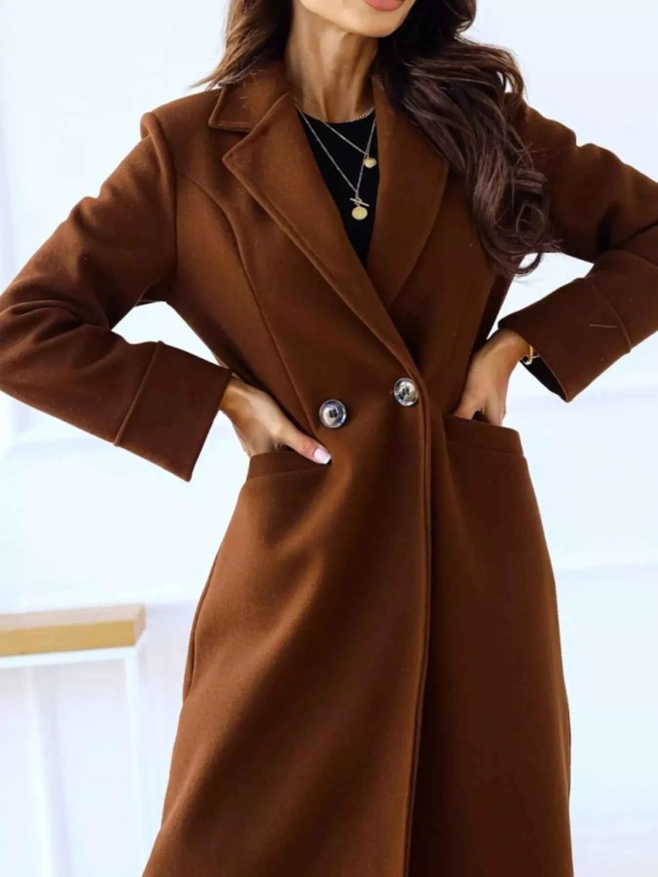 Lapel Collar Wool Blend Overcoat-Free Shipping - Aurelia Clothing