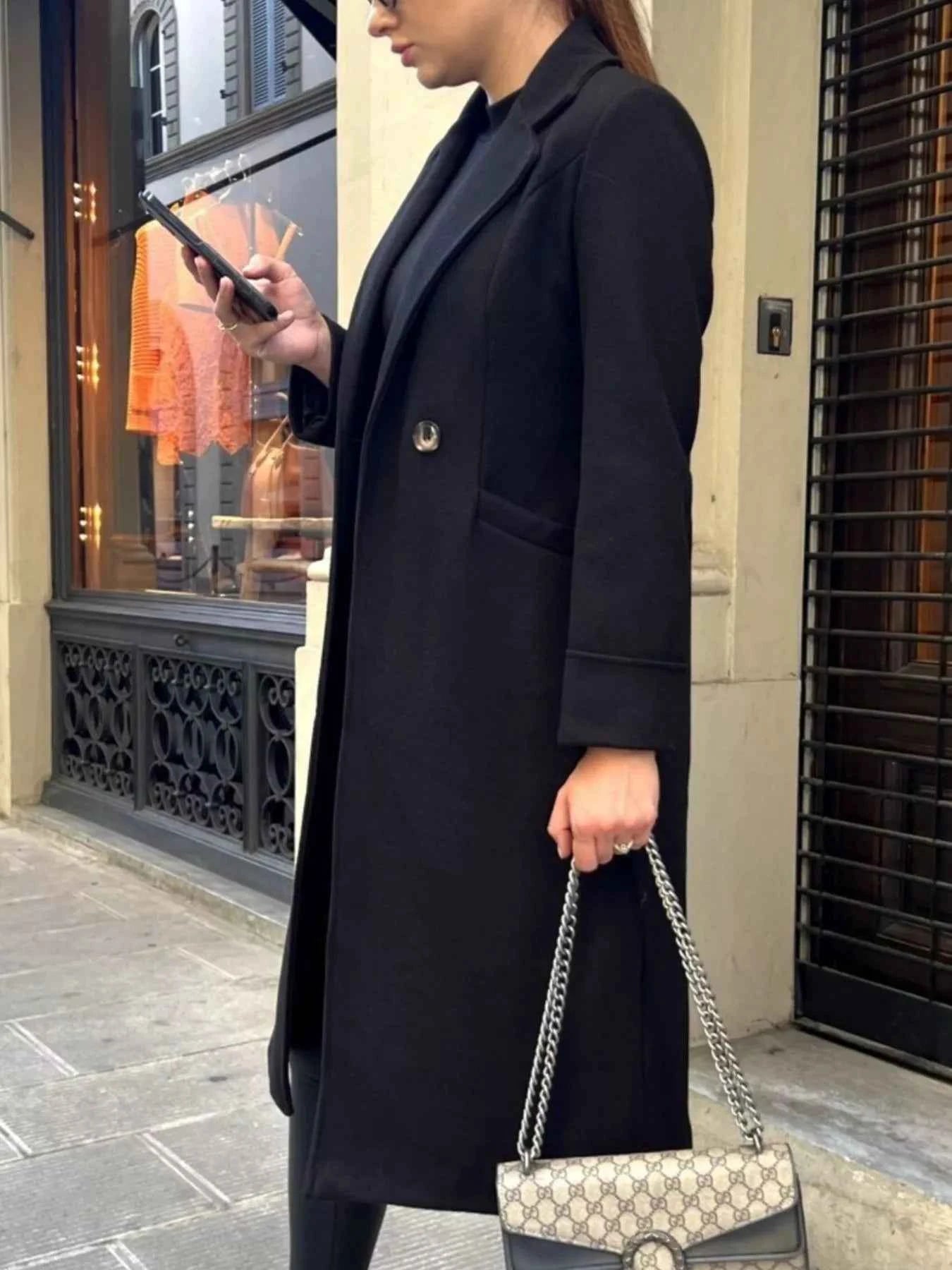 Lapel Collar Wool Blend Overcoat-Free Shipping - Aurelia Clothing