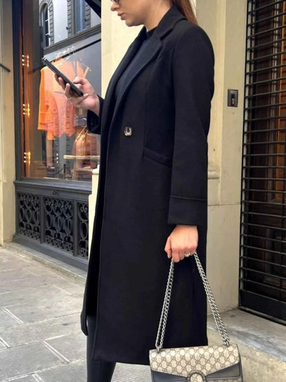 Lapel Collar Wool Blend Overcoat-Free Shipping - Aurelia Clothing