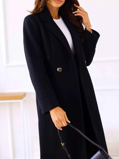 Lapel Collar Wool Blend Overcoat-Free Shipping - Aurelia Clothing