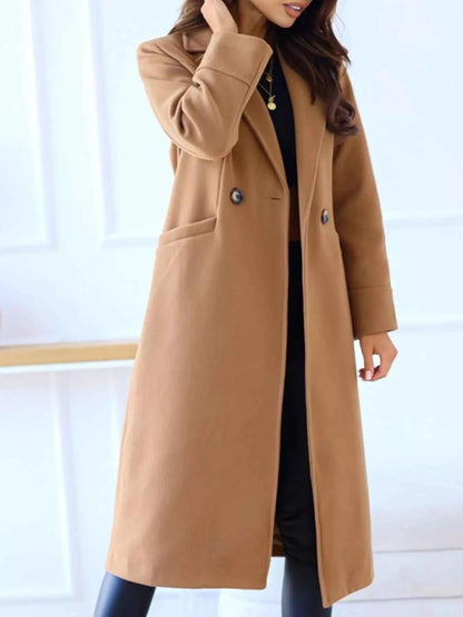 Lapel Collar Wool Blend Overcoat-Free Shipping - Aurelia Clothing