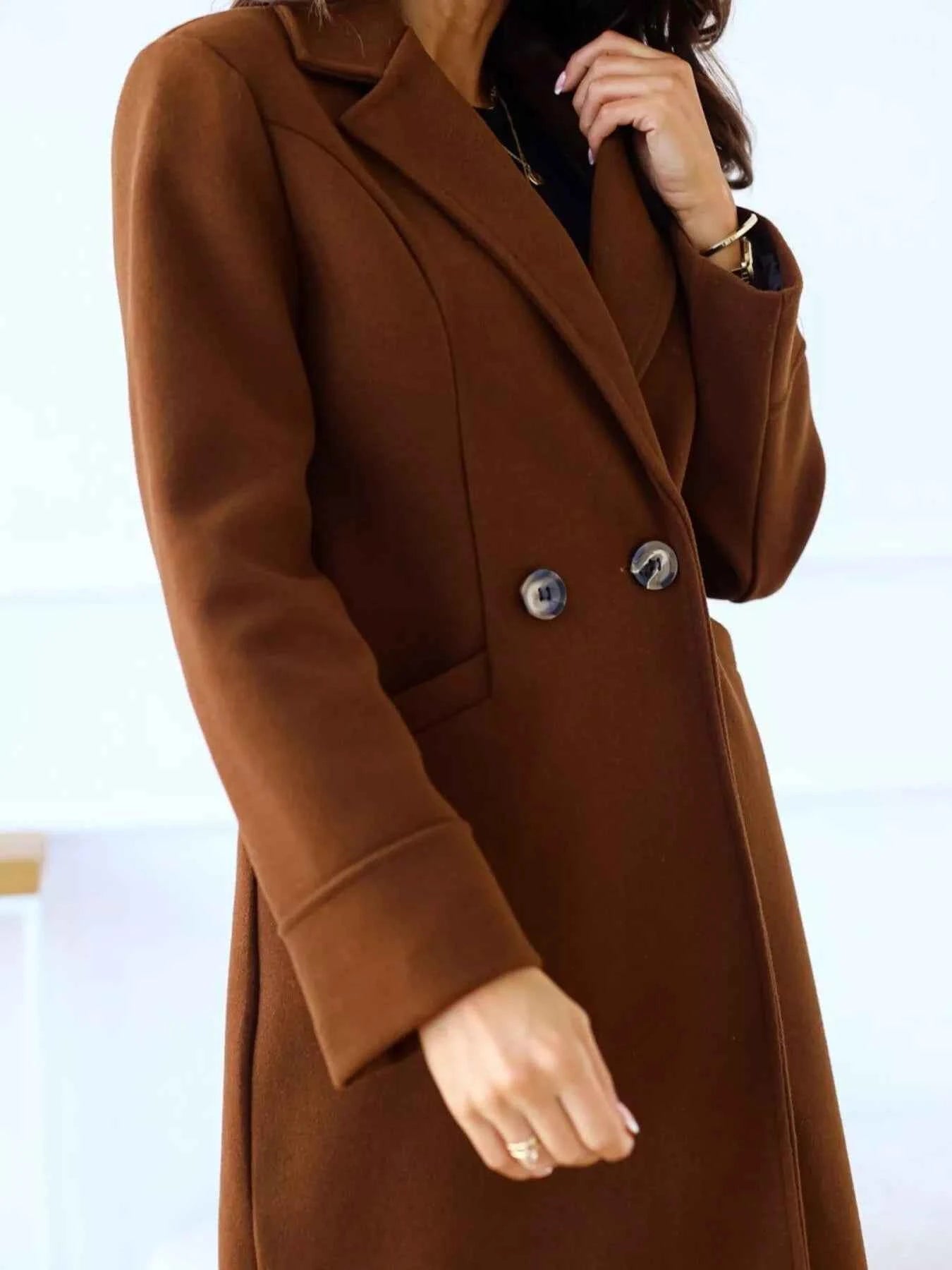 Lapel Collar Wool Blend Overcoat-Free Shipping - Aurelia Clothing