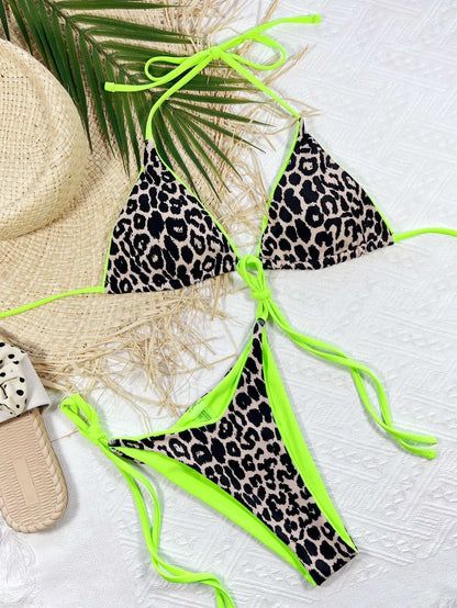 Leopard Print Halter Neck Tie - Free Shipping - Aurelia Clothing
