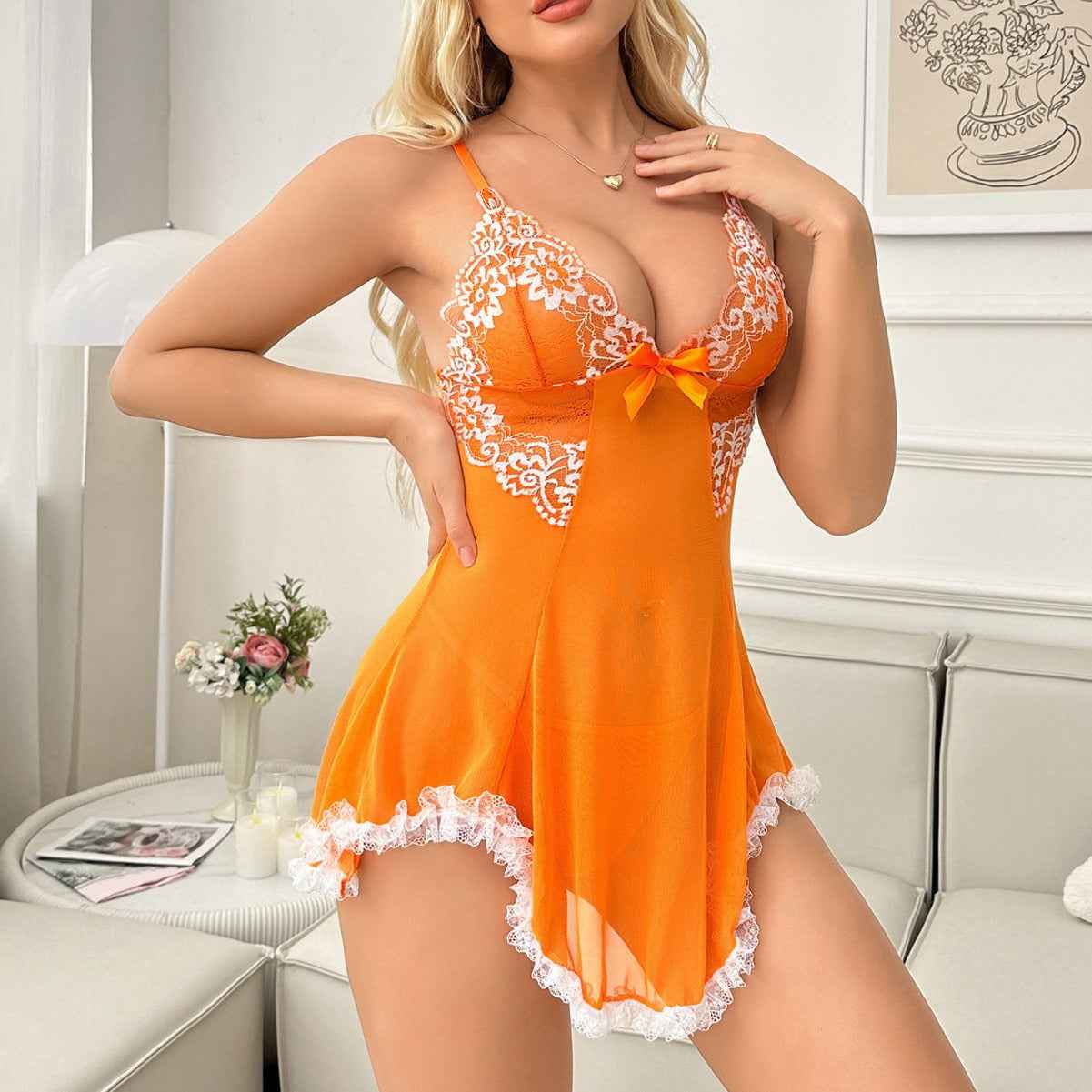 Lingerie Mesh Style Lounge Attire-Free Shipping - Aurelia Clothing