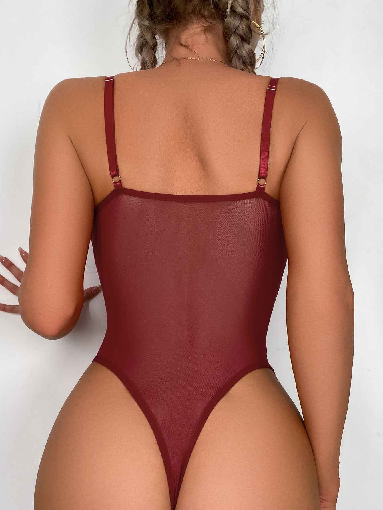 Lingerie Ribbon Sheer Cutout Romper-Free Shipping - Aurelia Clothing