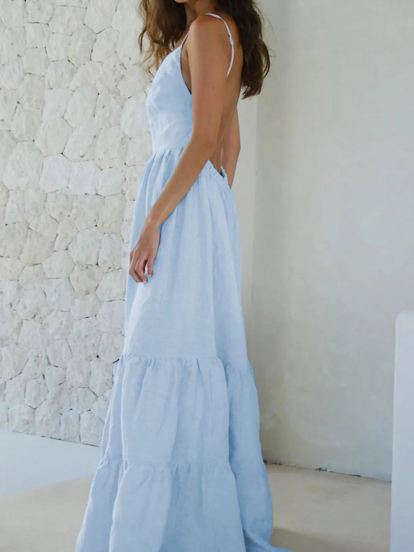 Maxi Cami Dress with Ruffled Hem-Free Shipping - Aurelia Clothing