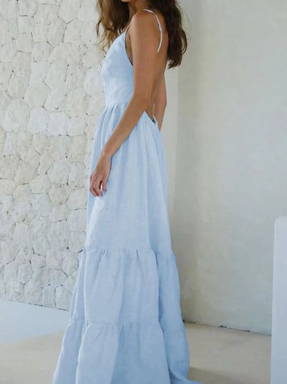 Maxi Cami Dress with Ruffled Hem-Free Shipping - Aurelia Clothing