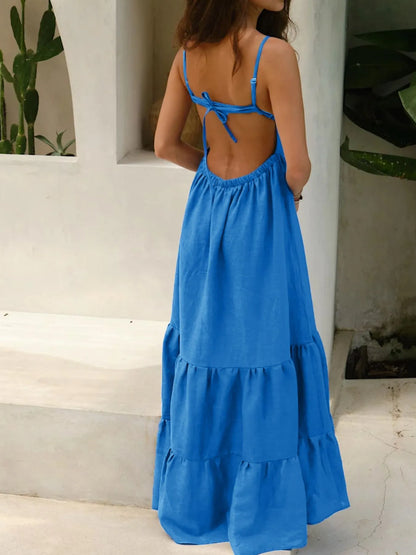 Maxi Cami Dress with Ruffled Hem-Free Shipping - Aurelia Clothing