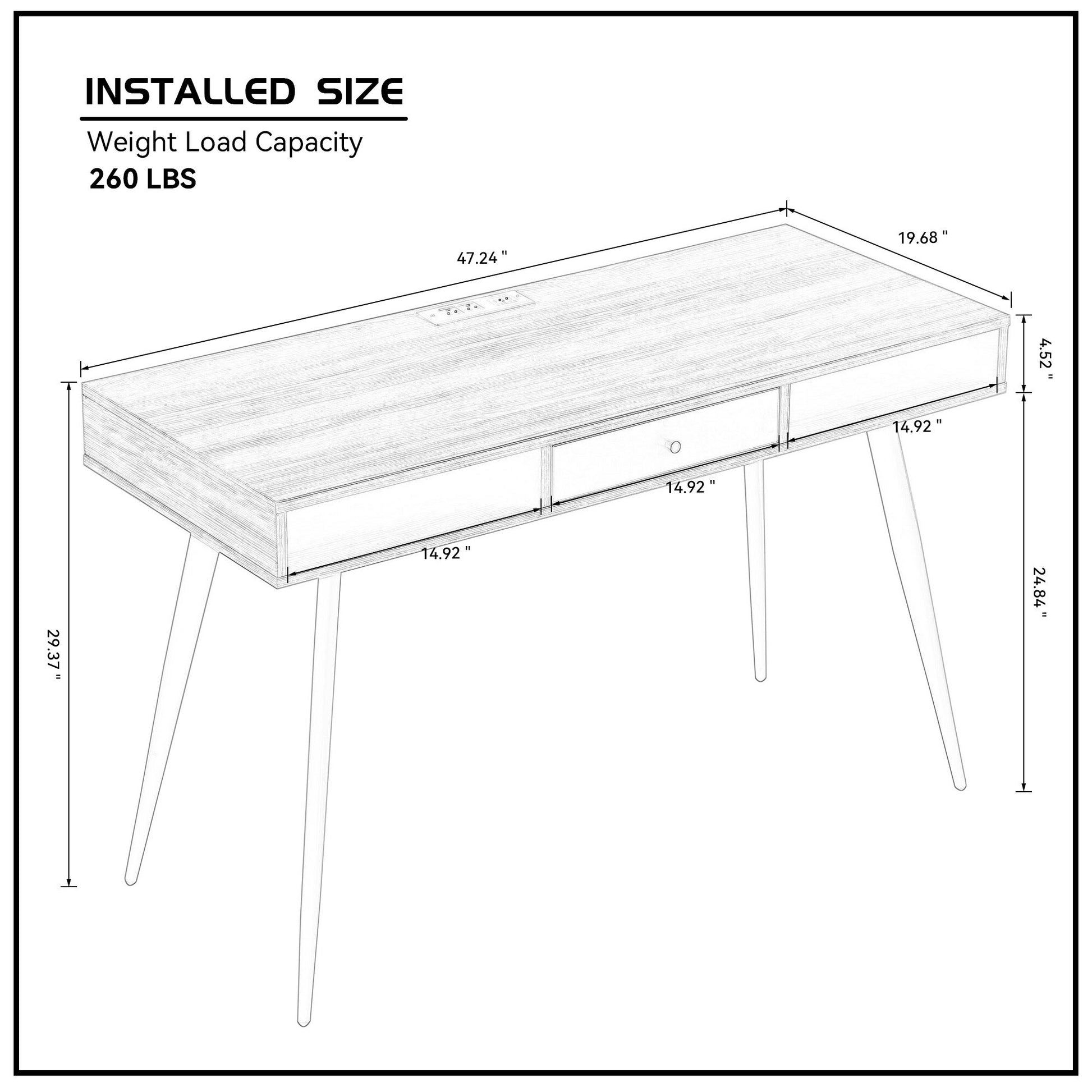 Mid Century Desk with USB Ports and Power Outlet-Free Shipping - Aurelia Clothing