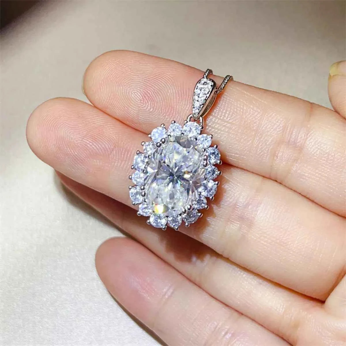 Moissanite Sterling Silver Pendant-Free Shipping