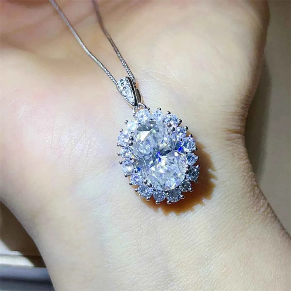 Moissanite Sterling Silver Pendant-Free Shipping
