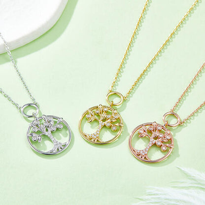 Moissanite Sterling Silver Tree Of Life Pendant Necklace - Aurelia Clothing