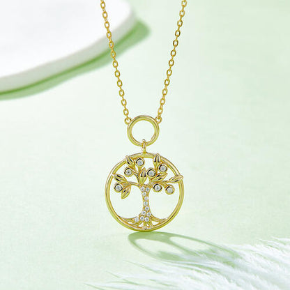 Moissanite Sterling Silver Tree Of Life Pendant Necklace - Aurelia Clothing