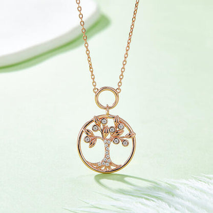 Moissanite Sterling Silver Tree Of Life Pendant Necklace - Aurelia Clothing