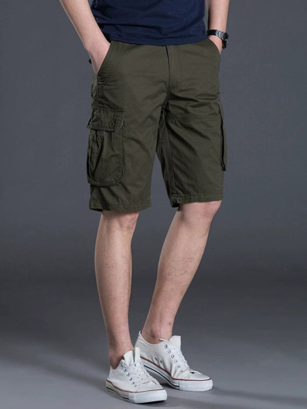 New Thin Workwear Shorts Solid Color Loose Multi-Pocket Straight Casual Pants - Free Shipping - Aurelia Clothing