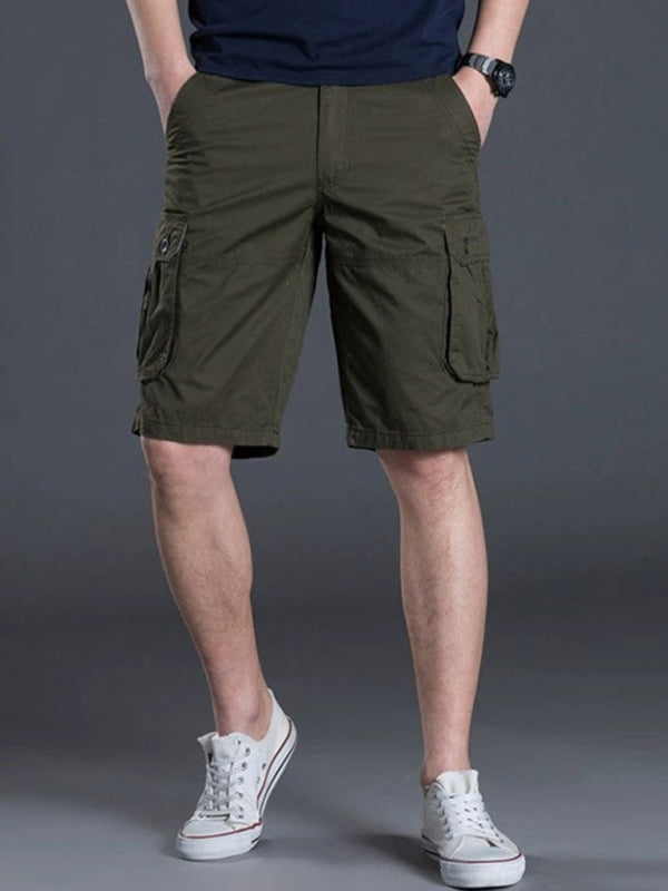 New Thin Workwear Shorts Solid Color Loose Multi-Pocket Straight Casual Pants - Free Shipping - Aurelia Clothing