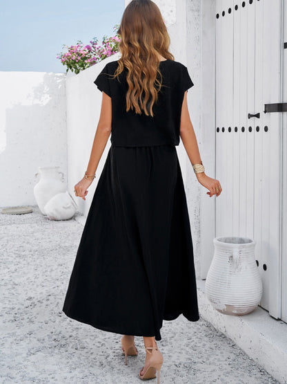 New spring and summer casual sleeveless top and long skirt suit - Free Shipping - Aurelia Clothing