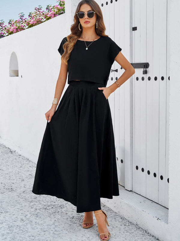 New spring and summer casual sleeveless top and long skirt suit - Free Shipping - Aurelia Clothing