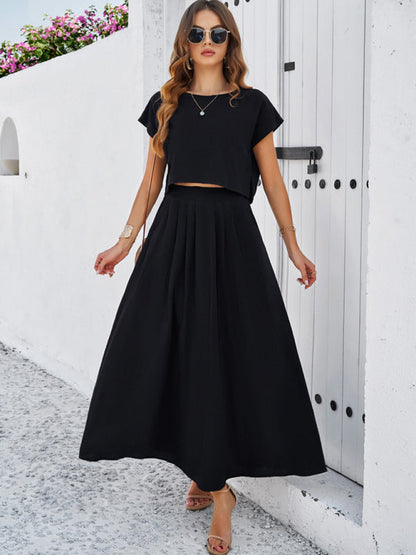 New spring and summer casual sleeveless top and long skirt suit - Free Shipping - Aurelia Clothing