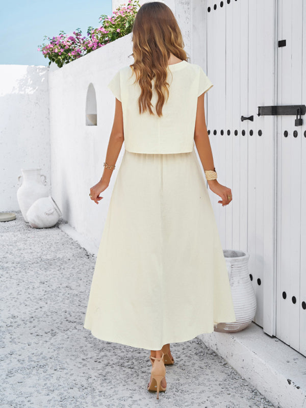 New spring and summer casual sleeveless top and long skirt suit - Free Shipping - Aurelia Clothing