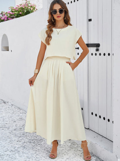 New spring and summer casual sleeveless top and long skirt suit - Free Shipping - Aurelia Clothing