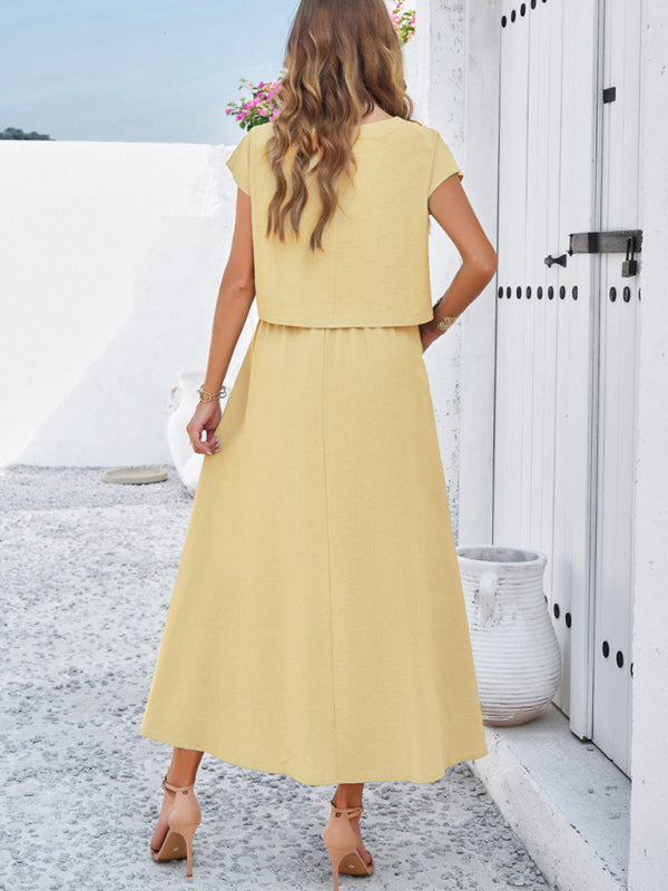 New spring and summer casual sleeveless top and long skirt suit - Free Shipping - Aurelia Clothing