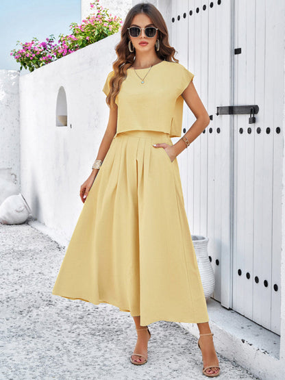 New spring and summer casual sleeveless top and long skirt suit - Free Shipping - Aurelia Clothing