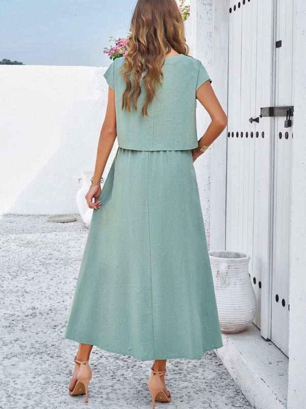New spring and summer casual sleeveless top and long skirt suit - Free Shipping - Aurelia Clothing