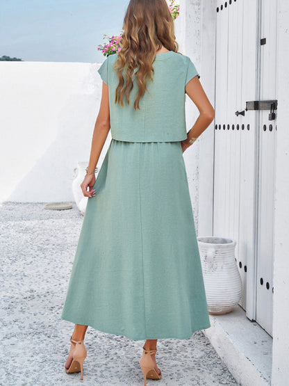 New spring and summer casual sleeveless top and long skirt suit - Free Shipping - Aurelia Clothing