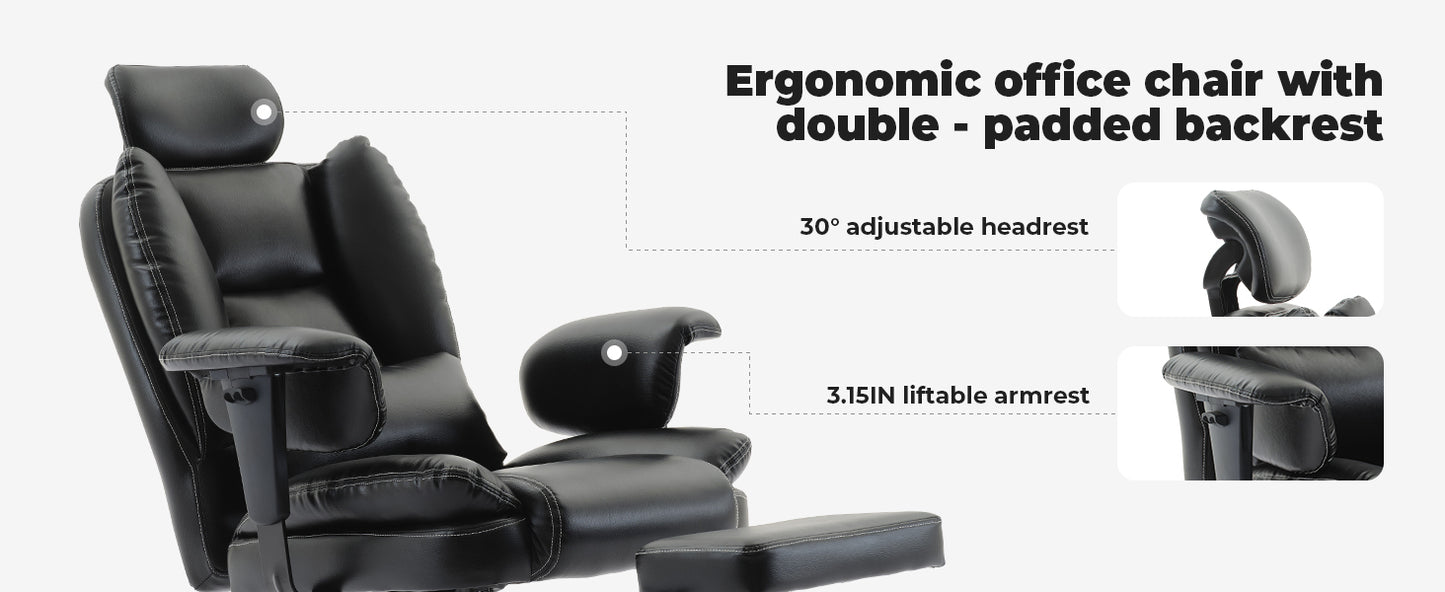 Office Chair Ergonomic 200 kg PU Leather- Free Shipping - Aurelia Clothing