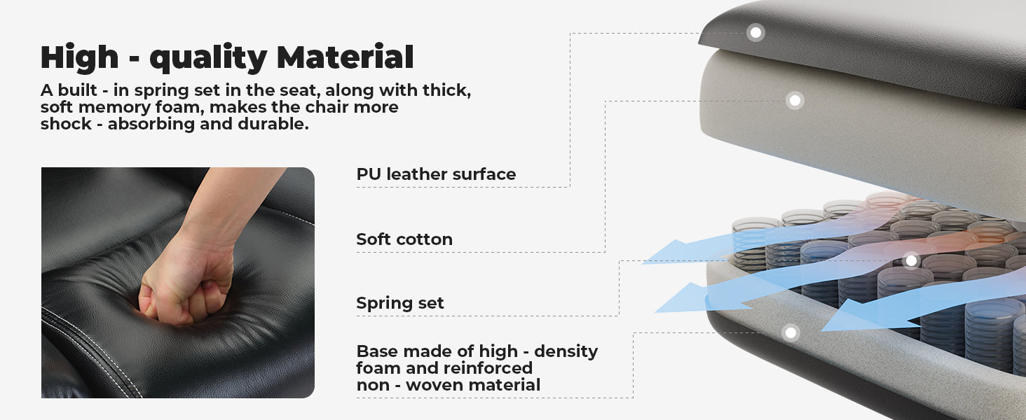 Office Chair Ergonomic 200 kg PU Leather- Free Shipping - Aurelia Clothing