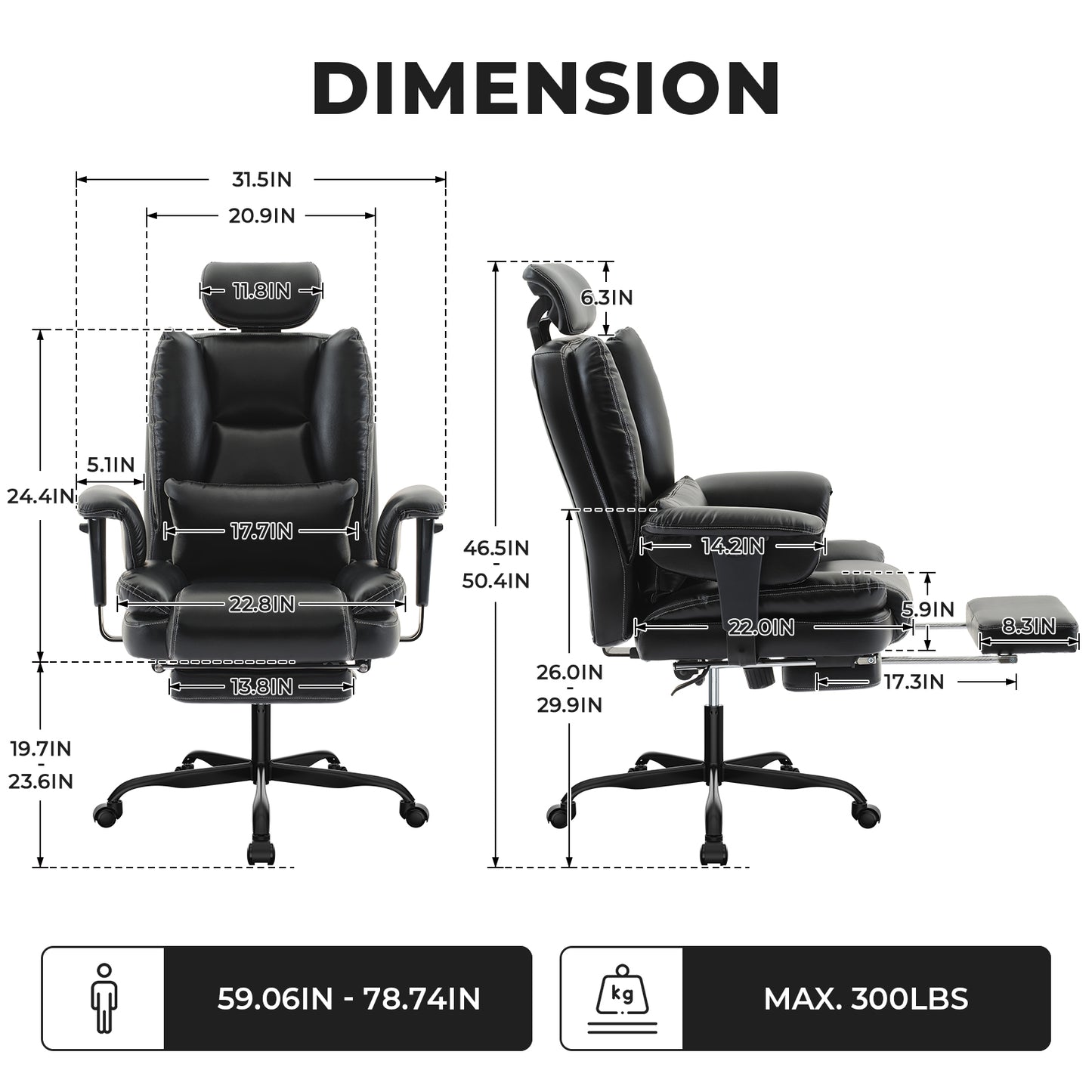 Office Chair Ergonomic 200 kg PU Leather- Free Shipping - Aurelia Clothing