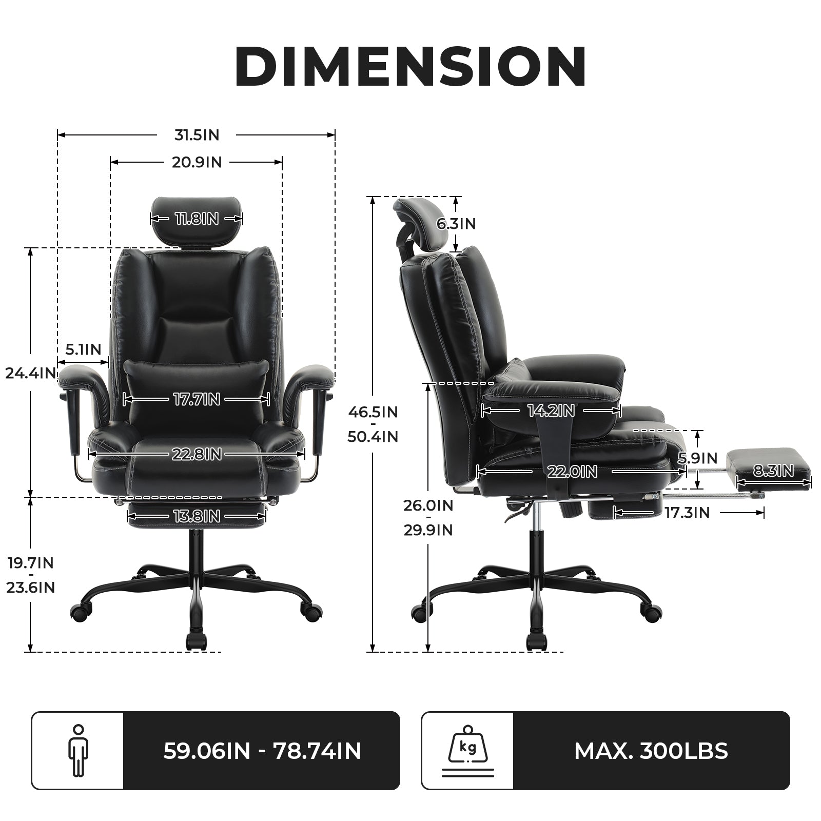 Office Chair Ergonomic 200 kg PU Leather- Free Shipping - Aurelia Clothing