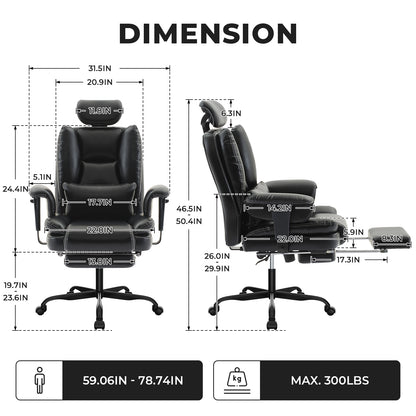 Office Chair Ergonomic 200 kg PU Leather- Free Shipping - Aurelia Clothing