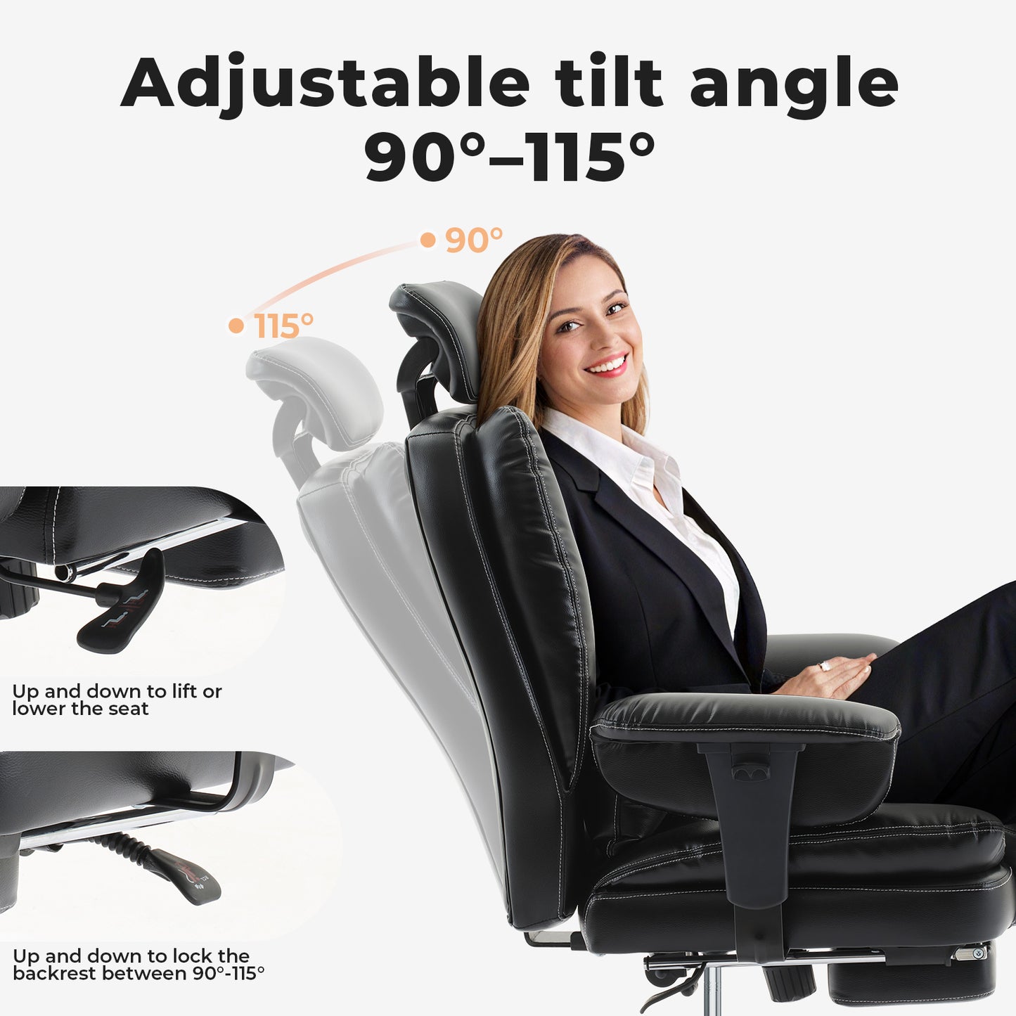Office Chair Ergonomic 200 kg PU Leather- Free Shipping - Aurelia Clothing