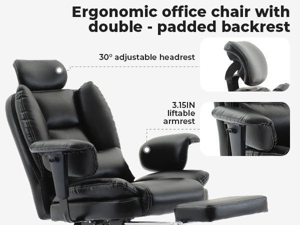Office Chair Ergonomic 200 kg PU Leather- Free Shipping - Aurelia Clothing