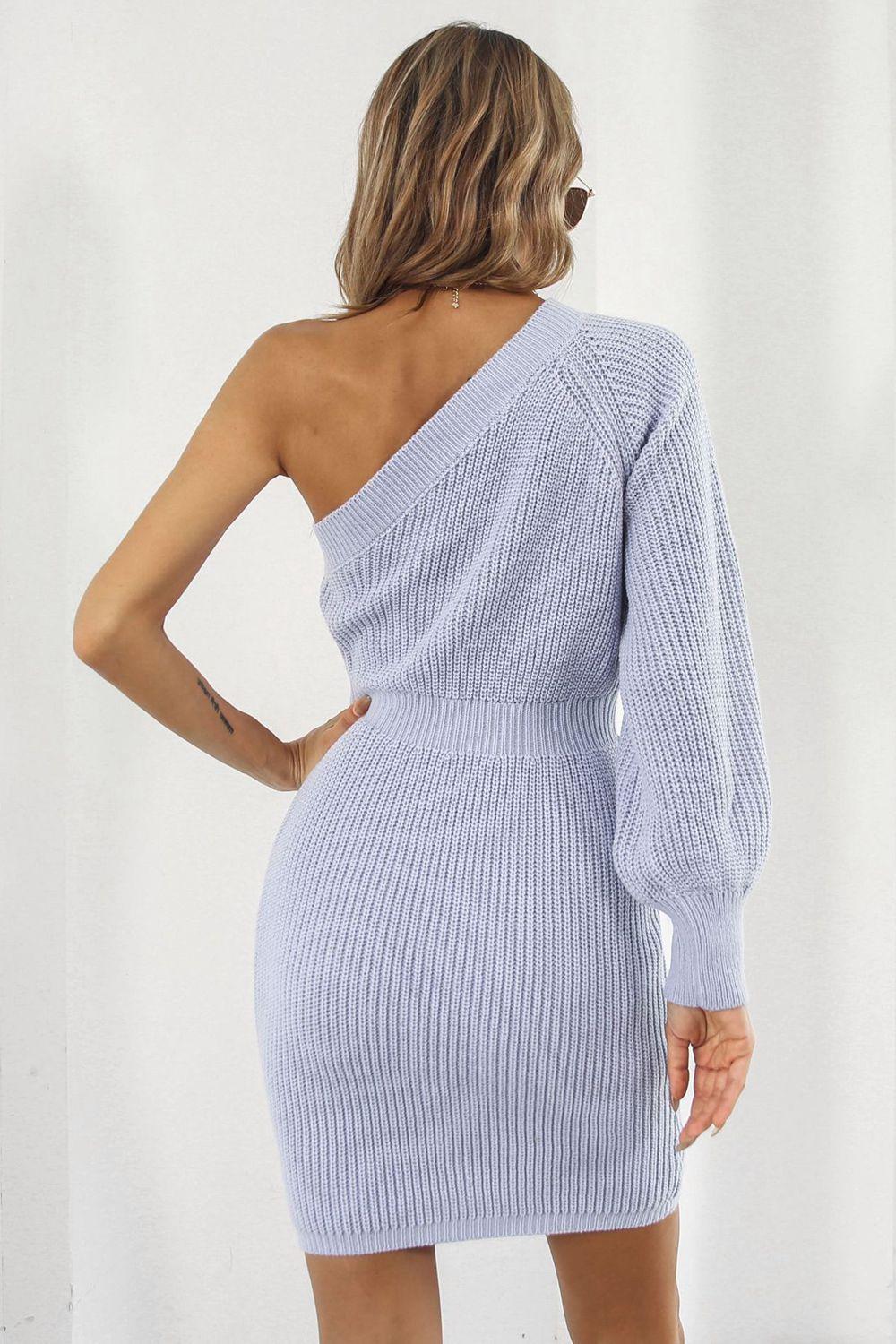 One Shoulder Raglan Sleeve Pencil Dress - Aurelia Clothing