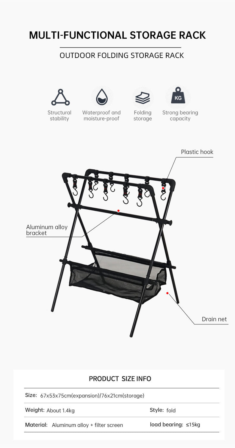 Outdoor camping folding shelf camping car drying rack drying net drying rack storage rack - Free Shipping - Aurelia Clothing