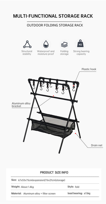 Outdoor camping folding shelf camping car drying rack drying net drying rack storage rack - Free Shipping - Aurelia Clothing