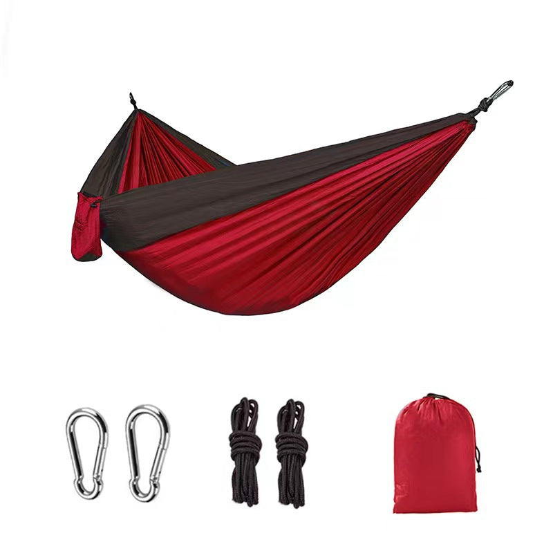 Outdoor Hammock Camping Single And Double Parachute Fabric Color Matching Hammock Widened Swing Indoor Leisure - Free Shipping - Aurelia Clothing