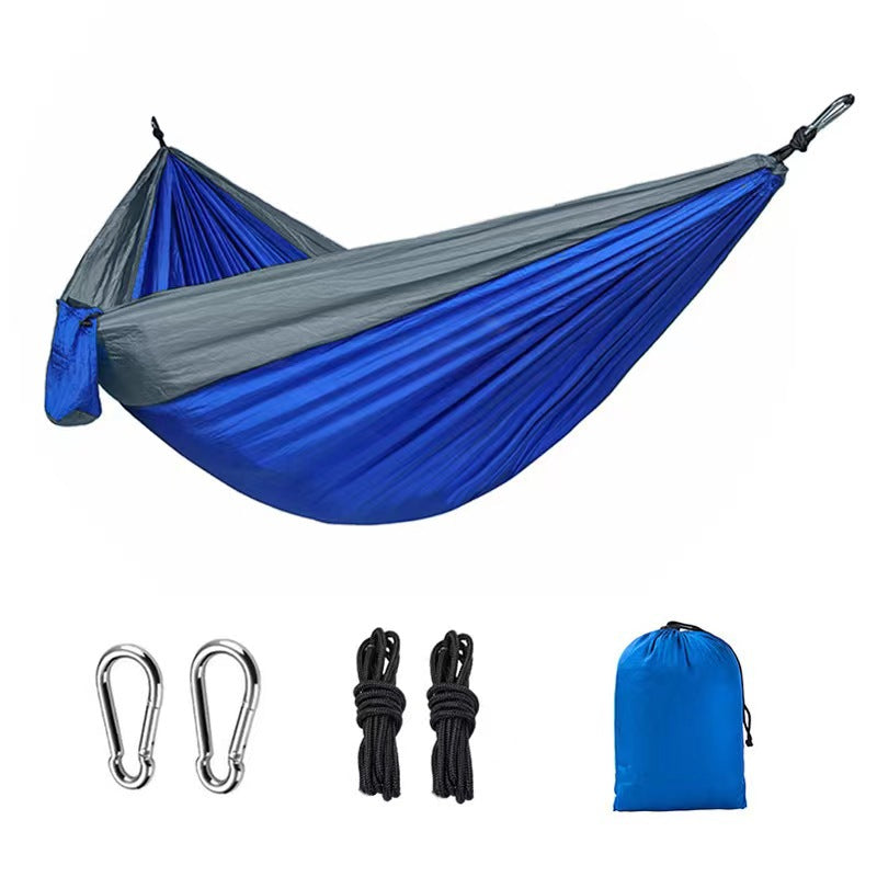 Outdoor Hammock Camping Single And Double Parachute Fabric Color Matching Hammock Widened Swing Indoor Leisure - Free Shipping - Aurelia Clothing