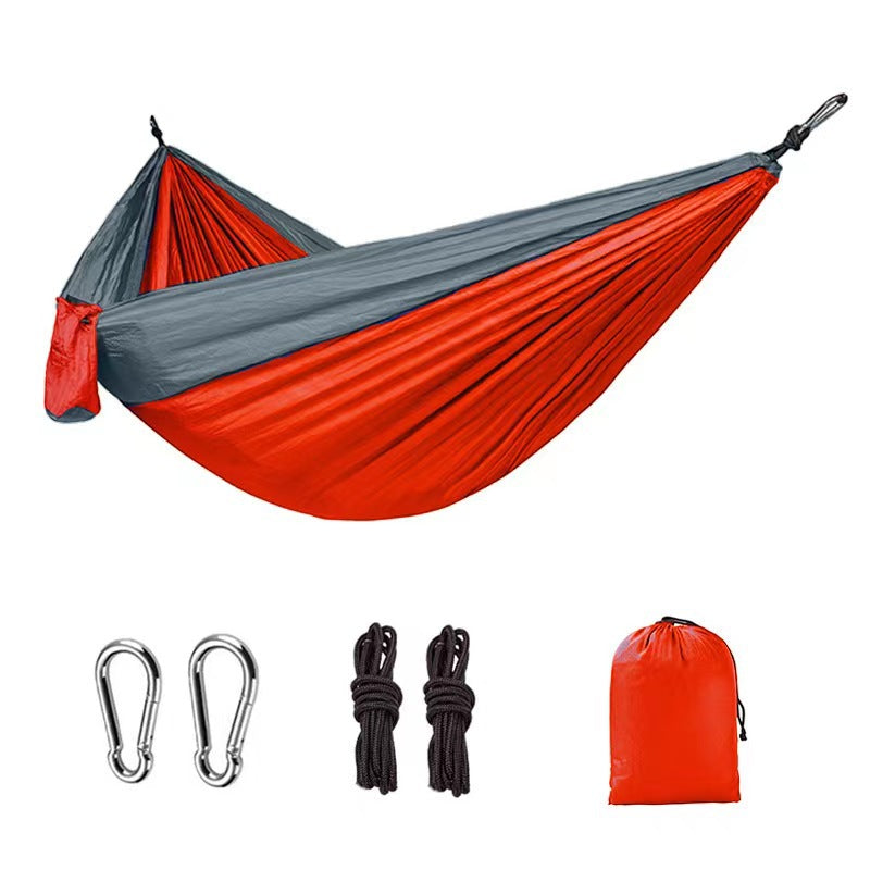 Outdoor Hammock Camping Single And Double Parachute Fabric Color Matching Hammock Widened Swing Indoor Leisure - Free Shipping - Aurelia Clothing