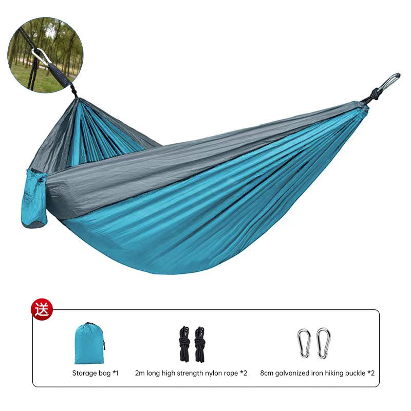 Outdoor Hammock Camping Single And Double Parachute Fabric Color Matching Hammock Widened Swing Indoor Leisure - Free Shipping - Aurelia Clothing