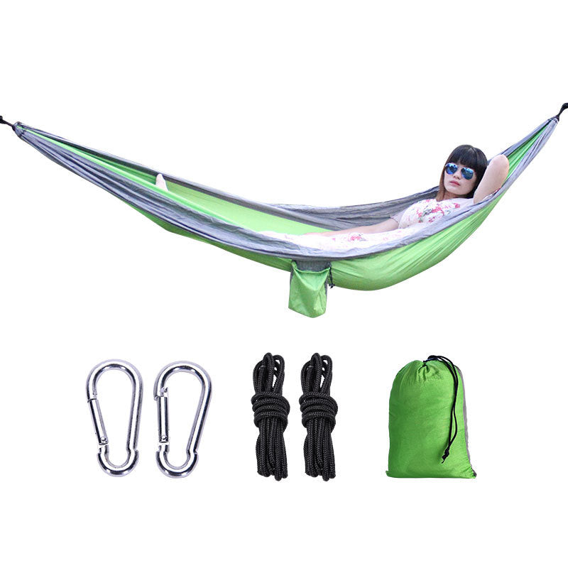 Outdoor Hammock Camping Single And Double Parachute Fabric Color Matching Hammock Widened Swing Indoor Leisure - Free Shipping - Aurelia Clothing