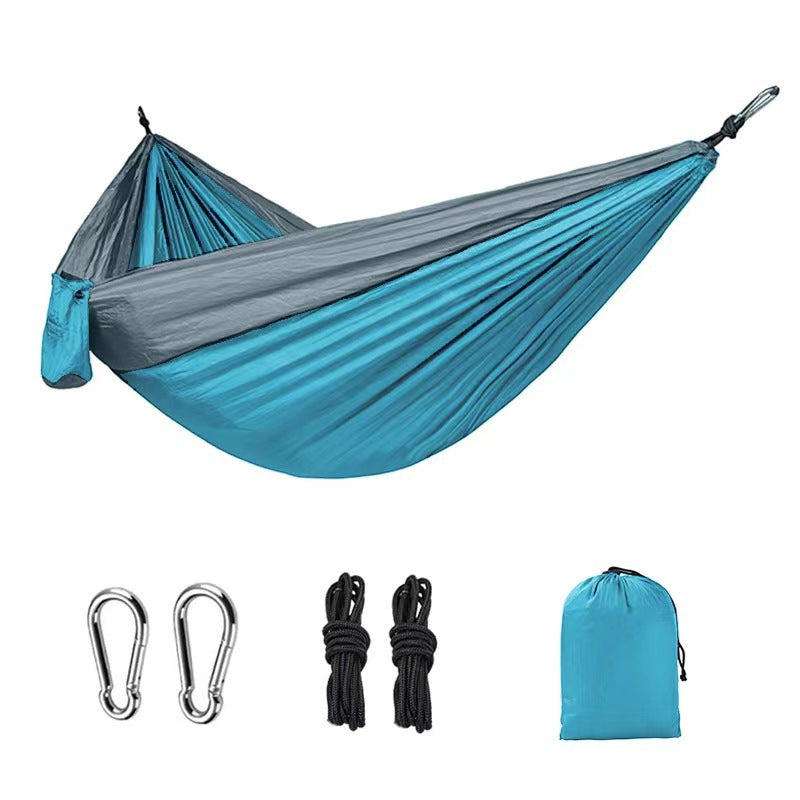 Outdoor Hammock Camping Single And Double Parachute Fabric Color Matching Hammock Widened Swing Indoor Leisure - Free Shipping - Aurelia Clothing