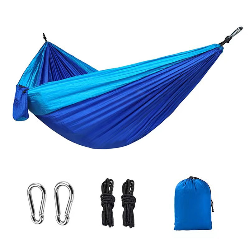 Outdoor Hammock Camping Single And Double Parachute Fabric Color Matching Hammock Widened Swing Indoor Leisure - Free Shipping - Aurelia Clothing
