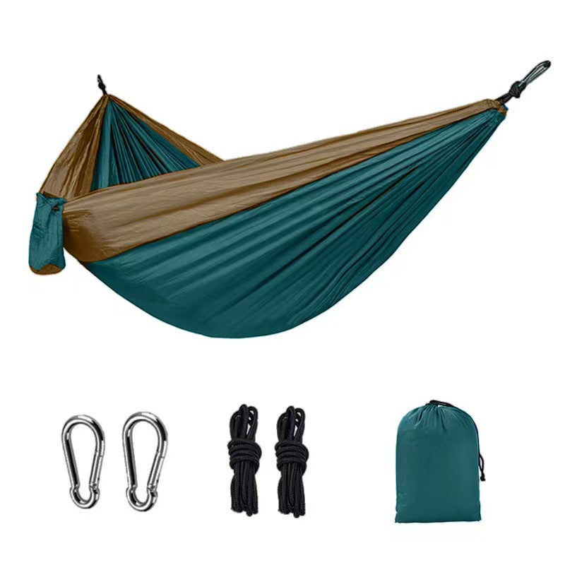 Outdoor Hammock Camping Single And Double Parachute Fabric Color Matching Hammock Widened Swing Indoor Leisure - Free Shipping - Aurelia Clothing