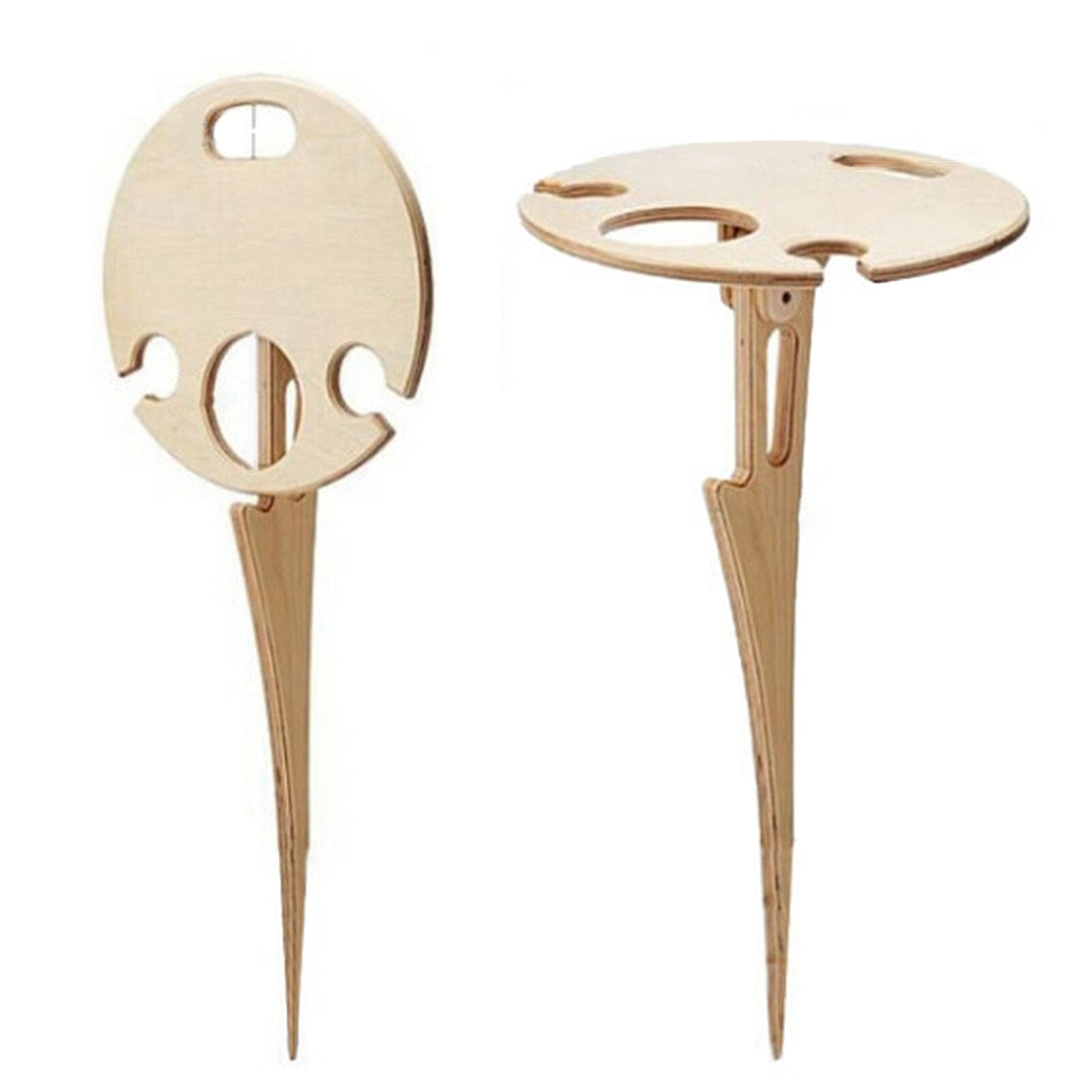 Outdoor Wine Table Foldable Round Desktop Mini Wooden Picnic Table Easy To Carry Wine Rack Support - Free Shipping - Aurelia Clothing