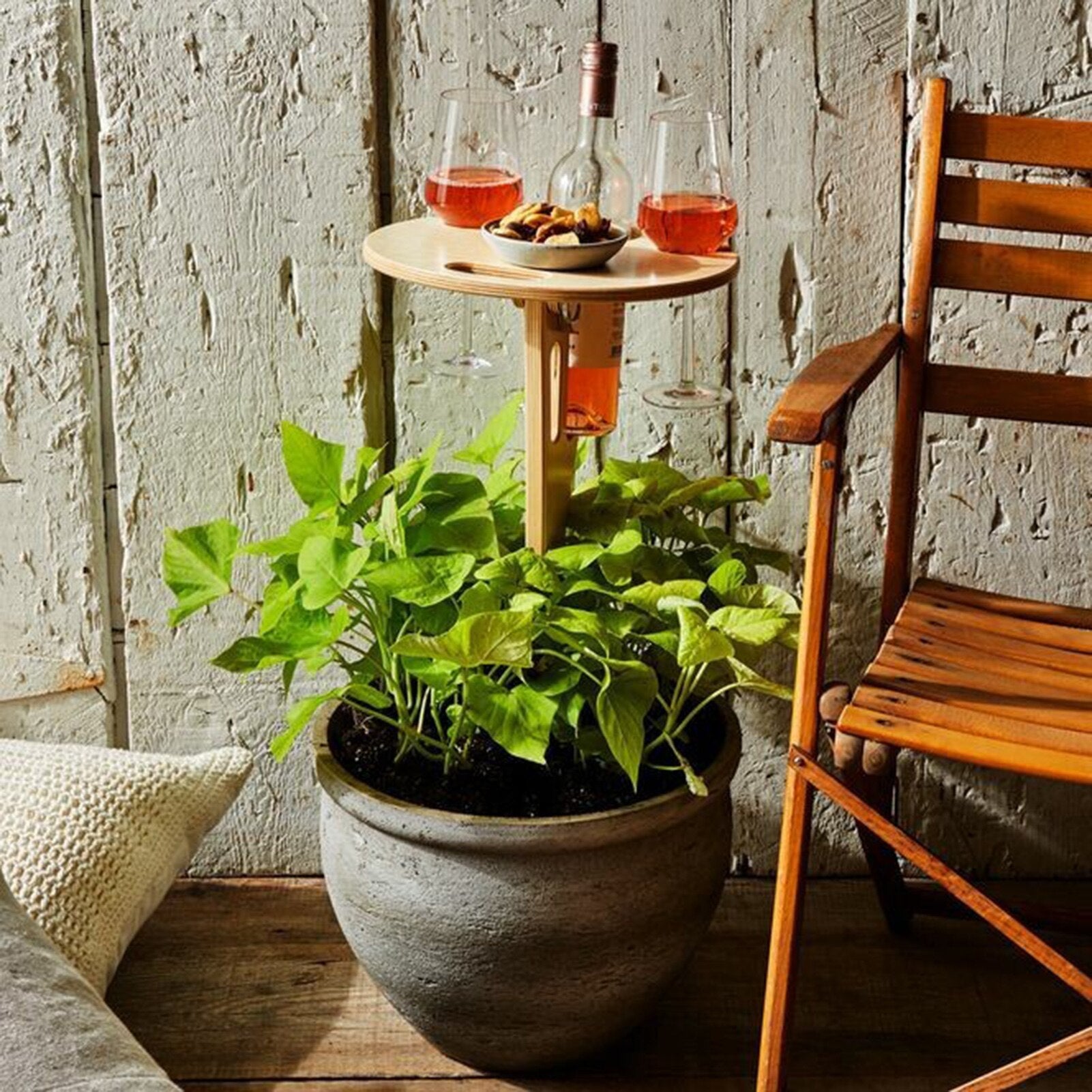 Outdoor Wine Table Foldable Round Desktop Mini Wooden Picnic Table Easy To Carry Wine Rack Support - Free Shipping - Aurelia Clothing