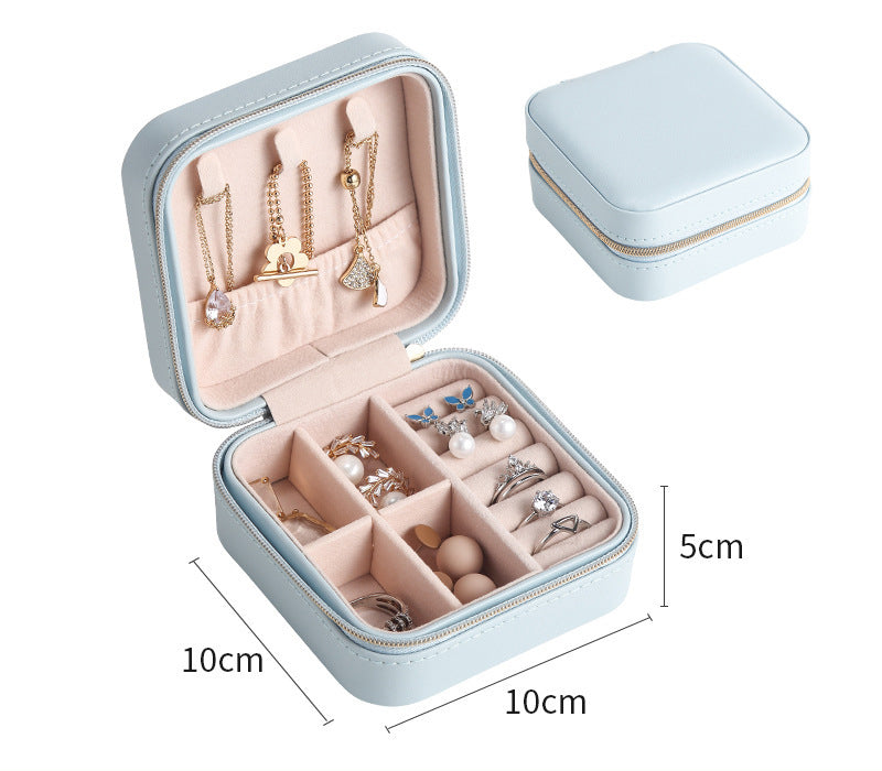 PU Leather Earrings Necklace Ring Earrings Necklace Ring Storage Zipper Portable Small Jewelry Storage Box - Free Shipping - Aurelia Clothing